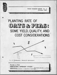 Planting Rate of Oats & Peas: Some Yield, Quality, and Cost Considerations by L.J. Klebesadel