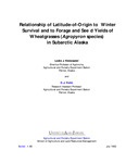 Relationship of Latitude-of-Origin to Winter Survival and to Forage and Seed Yields of Wheatgrass (Agropyron species) in Subarctic Alaska by Leslie J. Klebesadel and D. J. Helm