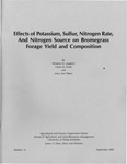 Effects of Potassium, Sulfur, Nitrogen Rate, And Nitrogen Source on Bromegrass Forage Yield and Composition by Winston M. Laughlin, Glenn R. Smith, and Mary Ann Peters