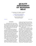 Quality Assessment of Reindeer Meat by R. B. Swanson, M. P. Penfield, D. Mitchell, M. J. Reimann, and H. D. Loveday