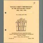 POTATO VARIETY PERFORMANCE IN THE MATANUSKA VALLEY 1982, 1983, 1984 by D.E. Carling and P. Rissi