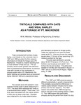 TRITICALE COMPARED WITH OATS AND WEAL BARLEY AS A FORAGE AT PT. MACKENZIE by W.W. Mitchell