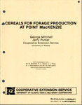 Cereals For Forage Production At Point MacKenzie by George Mitchell and Jerry Purser